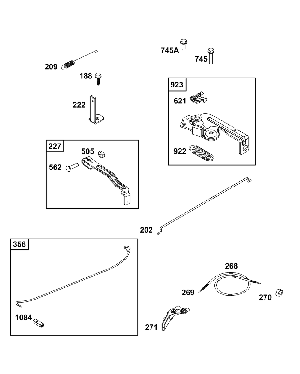 Controls Group Diagram and Parts List for 8P502-0123-H1  Briggs and Stratton Engine
